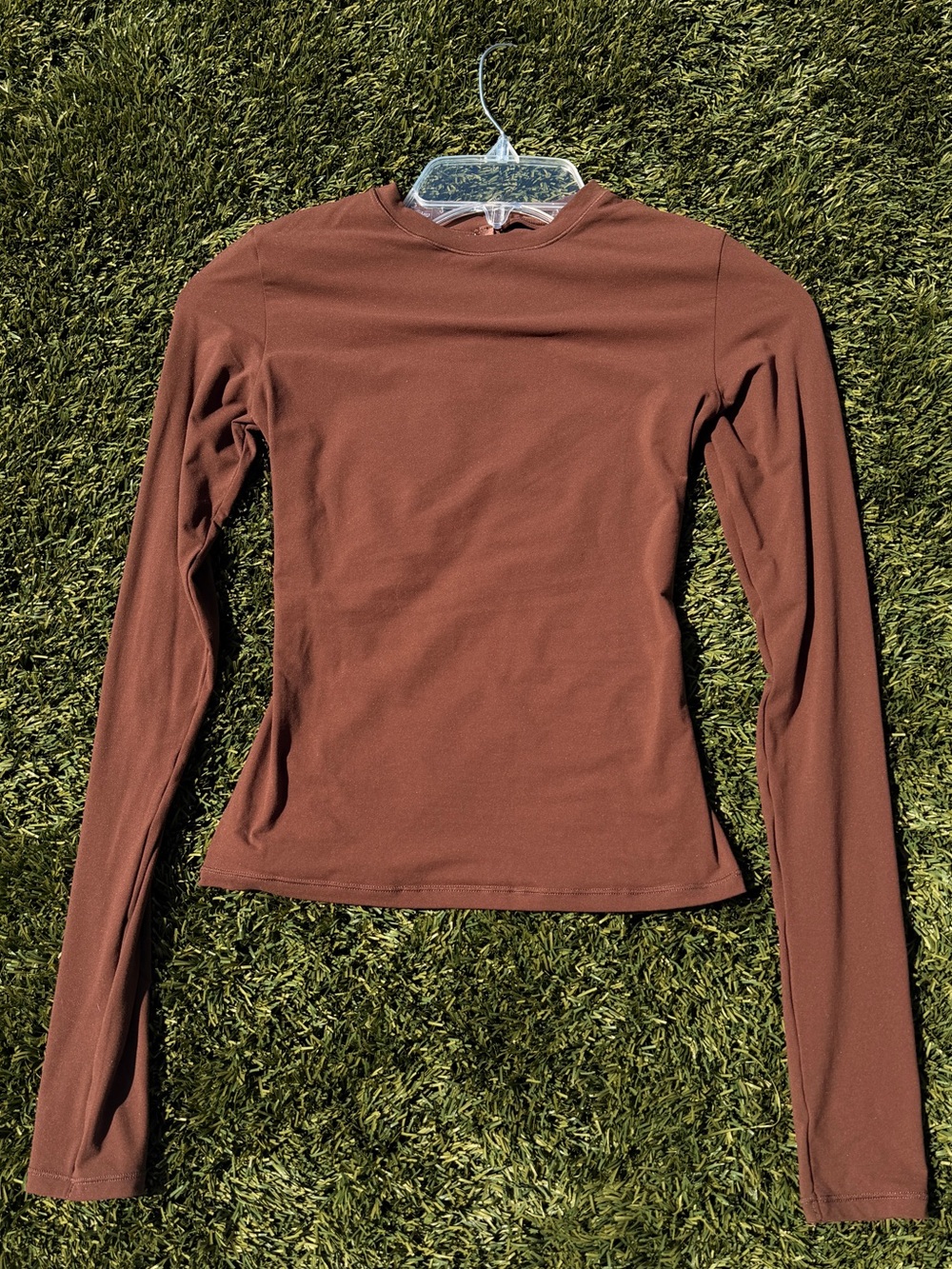 Women’s SKIMS Long-Sleeve Crewneck Top - Rust Brown